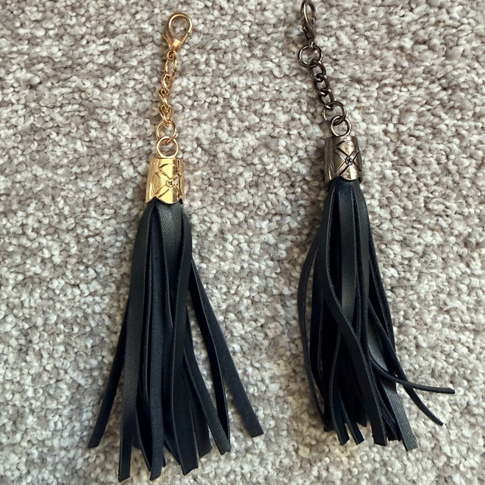 Black Tassel Keychains with Gold and Silver Accents